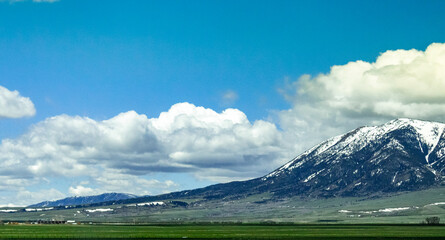 Landscape with mountain and clouds 