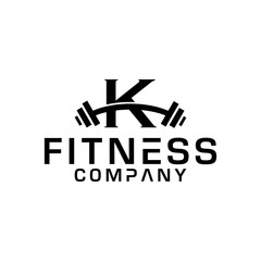 Initial Letter K fitness barbell logo vector