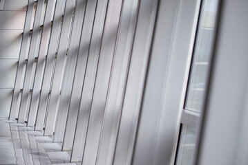 White iron construction metal fence, soft focus,