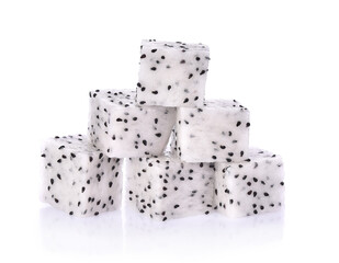 Slice of Dragon fruit isolated on white backgrund