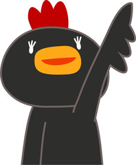 指をさして案内する可愛いニワトリのイラスト