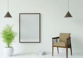 The living room is decorated with chairs, sofaand picture frames.