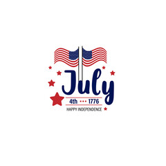 Fourth of July vector illustration with waving flag. happy Independence Day United States.