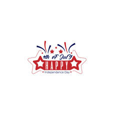 American Independence Day celebration vector design with stars and ribbons