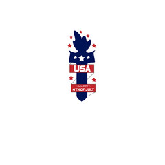 happy 4th of July greeting emblem vector design with stripes and stars