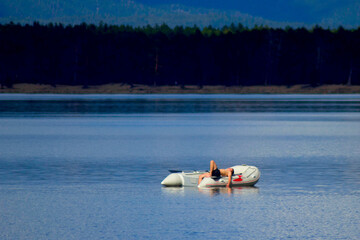 recreation in a boat on the water