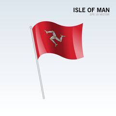 Isle of Man waving flag isolated on gray background