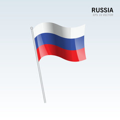 Russia waving flag isolated on gray background