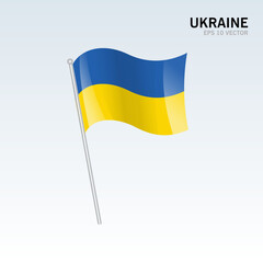 Ukraine waving flag isolated on gray background
