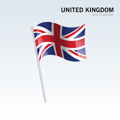 United Kingdom waving flag isolated on gray background