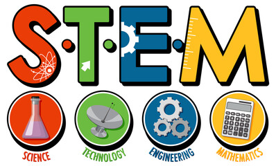 STEM education logo banner on white background © GraphicsRF