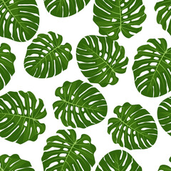 Naklejka premium Art & Illustration green leaf seamless pattern