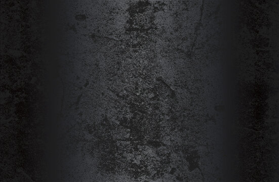 Luxury Black Metal Gradient Background With Distressed Cracked Concrete Texture.