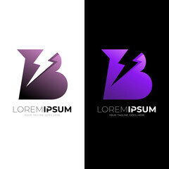 Obraz premium Letter B logo and thunder design combination, B power icon