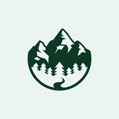 Abstract Mountain logo with simple design template, flat icon