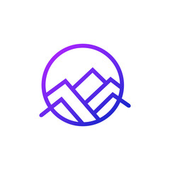 Mountain logo with line design illustration, simple line icons