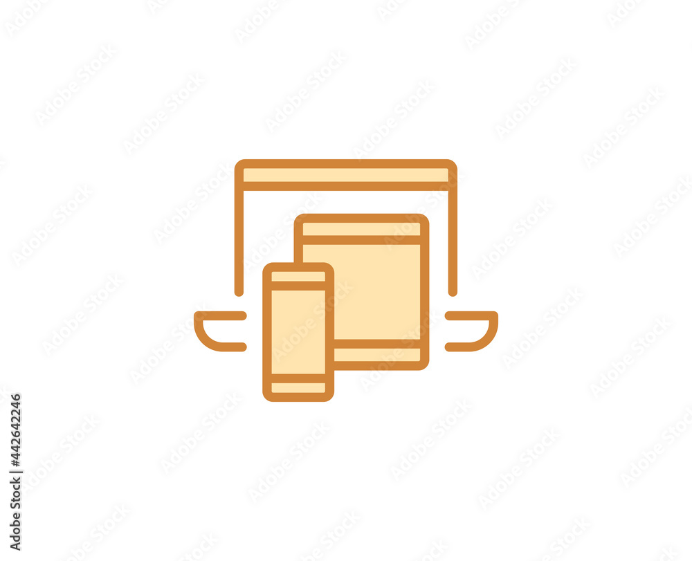 Poster line electronic devices iicon isolated on white background. outline symbol for website design, mobil