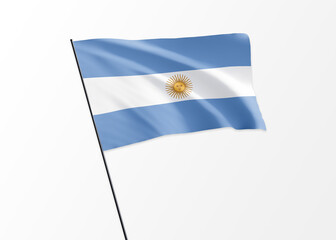 Argentina flag flying high in the isolated background Argentina independence day. World national flag collection