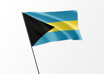 Bahamas flag flying high in the isolated background Bahamas independence day. World national flag collection
