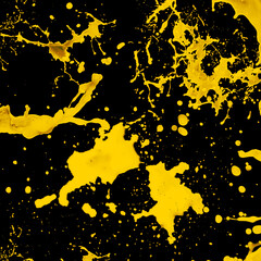 Golden Yellow Paint Splash on Black Background, Paint Splash Isolated.