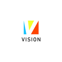 vision logo design. letter v in negative space