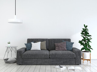Living room decorated with chairs, sofa and small plant pots