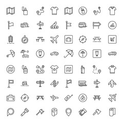 Travel set line icons