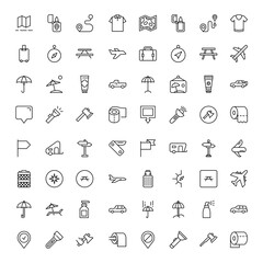 Travel set line icons