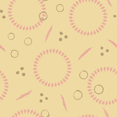 Vector painted yellow pink blots seamless pattern