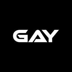 GAY letter logo design with black background in illustrator, vector logo modern alphabet font overlap style. calligraphy designs for logo, Poster, Invitation, etc.