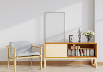 Office room with work desk and picture frame
