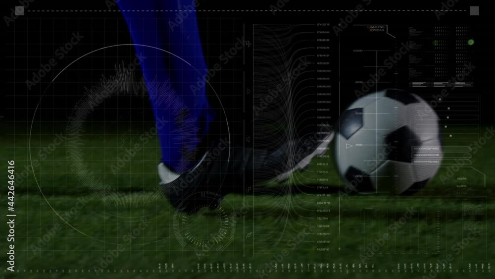 Poster Animation of scope scanning and data processing over football player