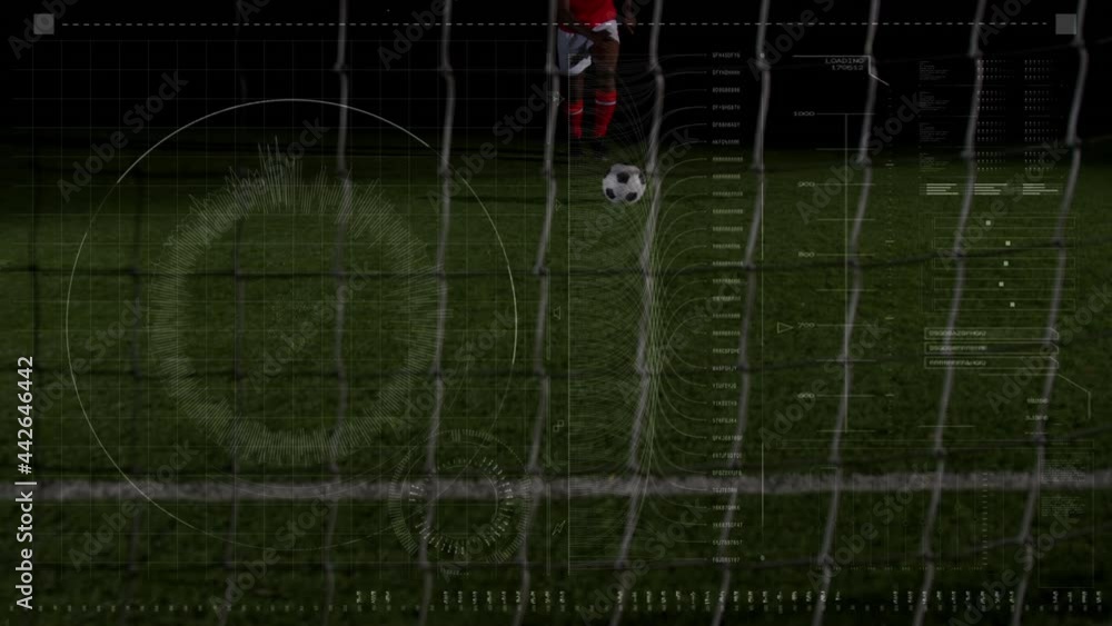 Poster animation of scope scanning and data processing over football player