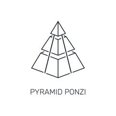 Pyramid ponzi. Vector linear icon isolated on white background.