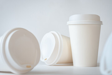 Paper Coffee Cups Isolated on White Background, Coffee Cup Mockup.