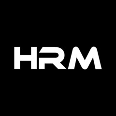 HRM letter logo design with black background in illustrator, vector logo modern alphabet font overlap style. calligraphy designs for logo, Poster, Invitation, etc. - obrazy, fototapety, plakaty