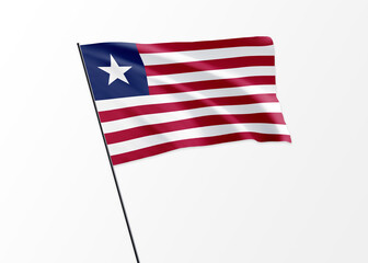  Liberia flag flying high in the isolated background Liberia independence day