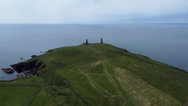 aerial flat of large cliffs in Brownstown Head - Ireland
