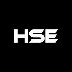 HSE letter logo design with black background in illustrator, vector logo modern alphabet font overlap style. calligraphy designs for logo, Poster, Invitation, etc.