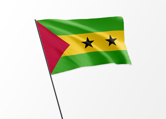 Sao Tome and Principe flag flying high in the isolated background Sao Tome and Principe independence day