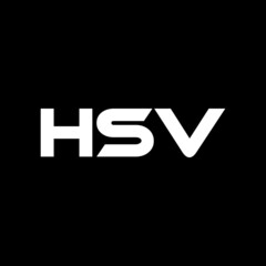 HSV letter logo design with black background in illustrator, vector logo modern alphabet font overlap style. calligraphy designs for logo, Poster, Invitation, etc.