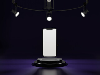 Mobile phone on pastel background with 3d graphics.