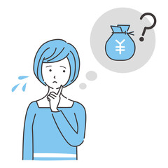 線画人物アイコン　不妊治療　お金が心配