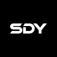 SDY letter logo design with black background in illustrator, vector logo modern alphabet font overlap style. calligraphy designs for logo, Poster, Invitation, etc.	