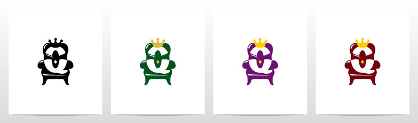 Sitting On A Throne With Crown Letter Logo Design Q