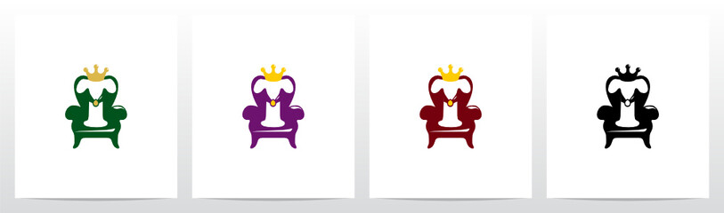Sitting On A Throne With Crown Letter Logo Design T
