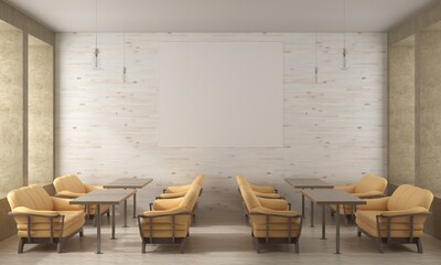 The working room consists of a workbench and a picture frame on the wall.