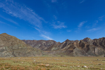 beautiful clouds in the blue mountain sky
