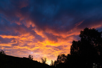 gorgeous clouds in the evening mountain sky