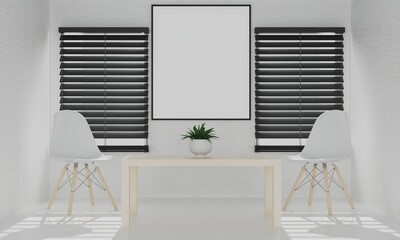 Picture frames with plant pots adorn the living room.